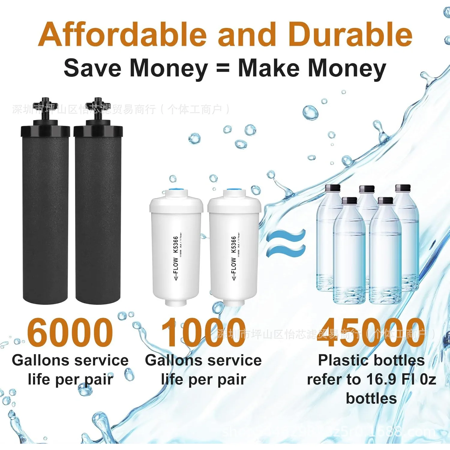 Water Purifier Filter Element BB9-2 Gravity Water Purification Bucket PF-2 Fluorine and Arsenic Removal Filter Element Sintered