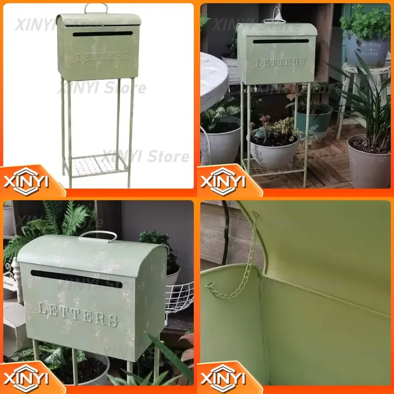 Japanese Iron Mailbox for Retro Garden Courtyard Postbox Decorative Flower Shelf Gardening Outdoor Ornaments Floor Box