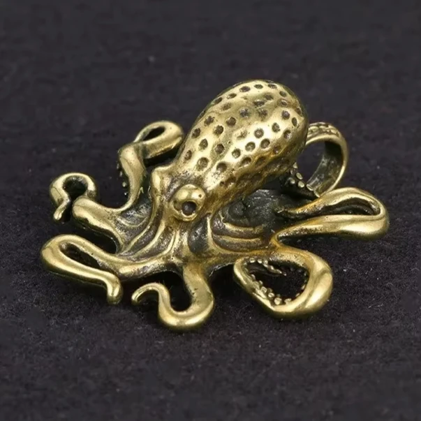 النحاس الأخطبوط العتيقة النحاس الحيوان تمثال مصغرة مكتب زخرفة الإبداعية ديكور للطاولات الشاي الحيوانات الأليفة الحرفية ديكور المنزل #1