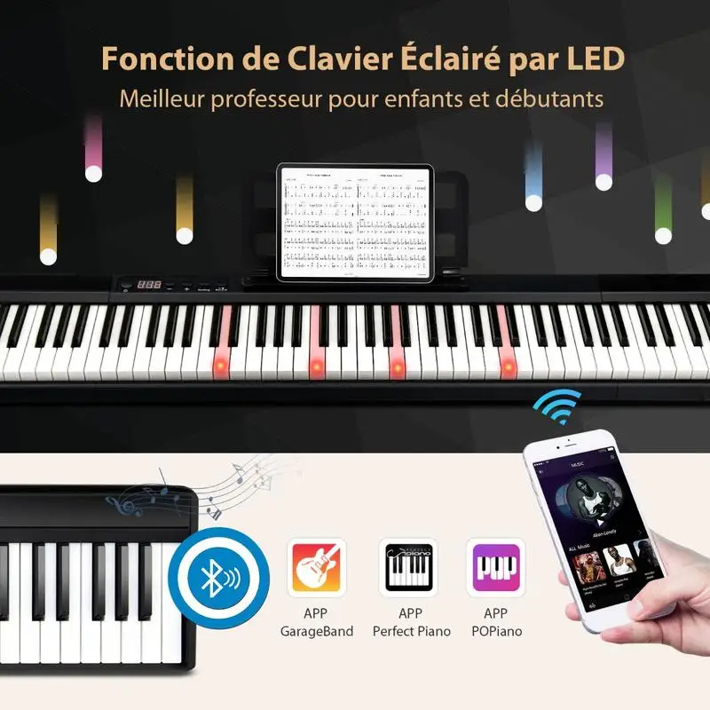 Elektronisches Klavier mit vollwertiger Tastatur, ideal für Schüler und Musikräume.