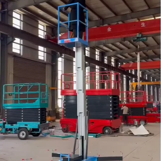 Aluminum Alloy Lifting Platform Single Mast Aluminum Vertical Mast Lift Tables Protable and Suitable for Narrow Warehouse Areas