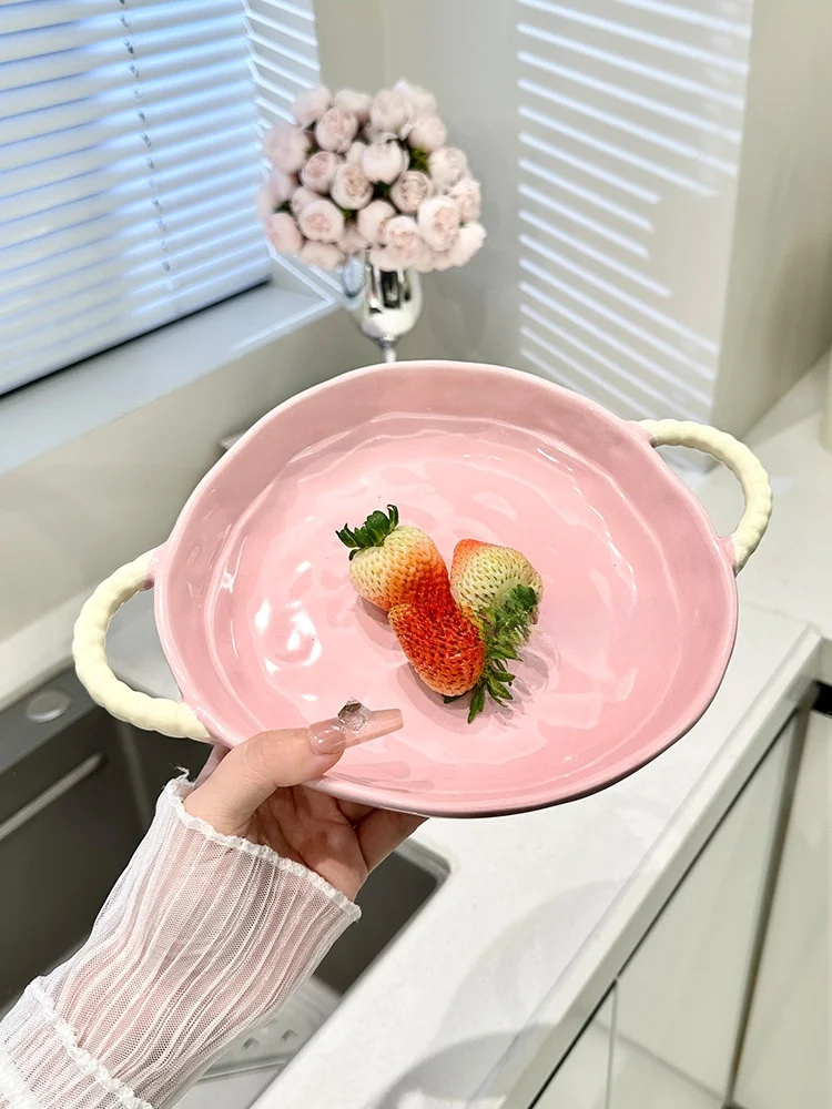 

Тарелка глубокая для стейка, десертов и фруктов, с двумя ручками, для домашнего использования, для выпечки, премиум-класса