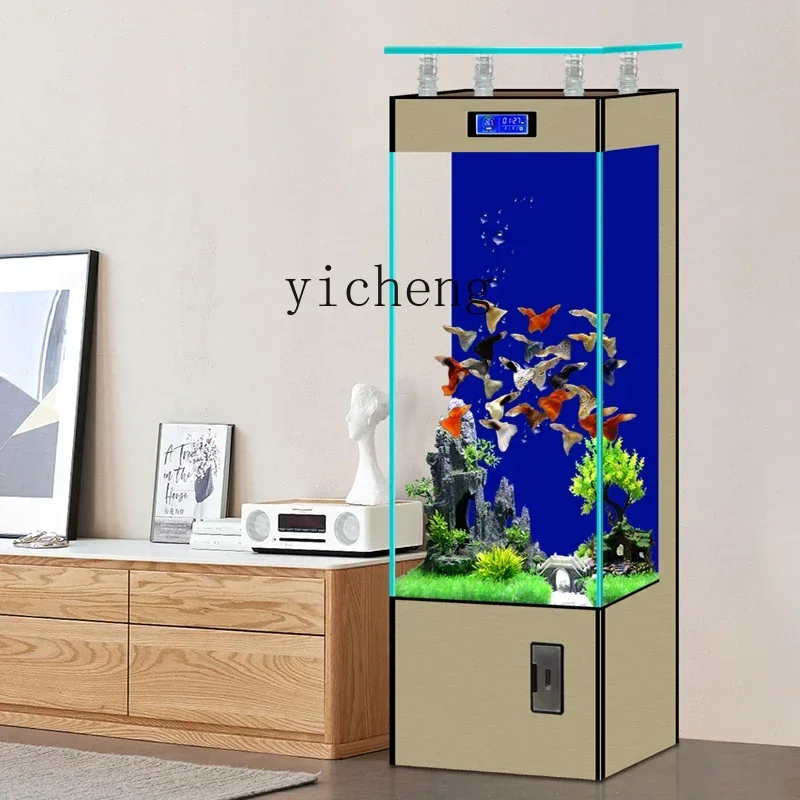 

YG-22 intelligent gold crystal ultra-white glass fish tank household small and medium living room vertical lazy water box