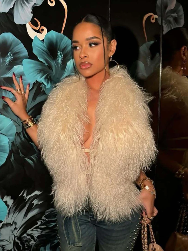 Camiseta sin mangas peluda Sexy de gato extraño para mujer, cuello Halter con cordones y espalda descubierta, estilo Hipster, chaleco elegante de lujo salvaje Hottie Street Clubwear