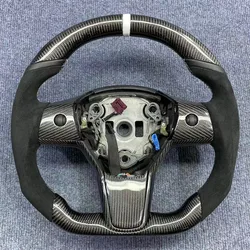 Carbon Fiber Leather Steering Wheel Suitable For Tesla Model 3 2016 2017 2018 2019 2020 2021 2022