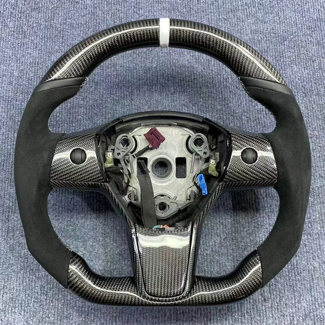 Carbon Fiber Leather Steering Wheel Suitable For Tesla Model 3 2016 2017 2018 2019 2020 2021 2022