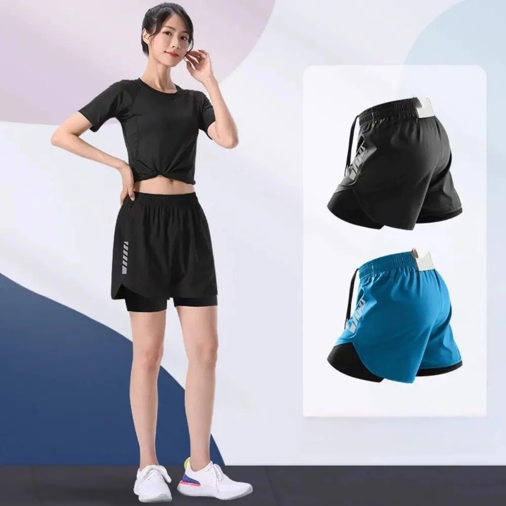 Pantaloncini da bagno a righe Pantaloncini da allenamento sportivi da uomo a doppio strato antiriflesso Pantaloncini da jogging da uomo elastici ad asciugatura rapida