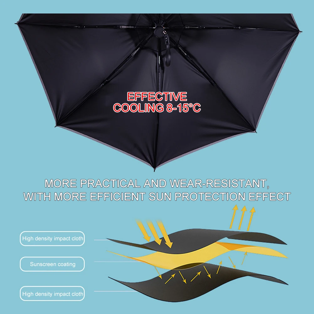 Parapluie Pliable UFP50 + avec Ventilateur, Ventilateur Portable d'Été, décennie s de Pluie de Voyage en Plein Air, Rayons UVA/Non Remboursables, Refroidissement pour la Plage