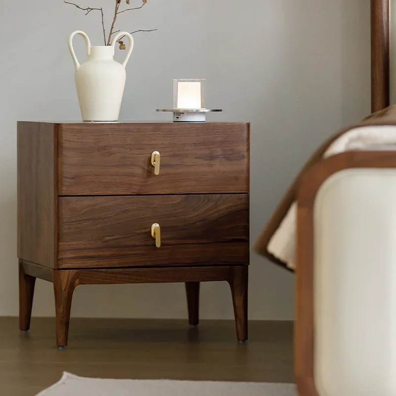 خزانة بأدراج بجانب السرير من خشب الجوز الأسود في أمريكا الشمالية على الطراز الإيطالي خفيفة لغرفة النوم الفاخرة بجانب السرير وخزانة من الخشب الصلب #6