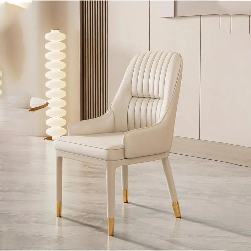 Light Luxury Cream Dining Chair with Backrest Home Minimalist Vanity Stool Makeup Chair for Dining Table Sturdy Soft Elegant