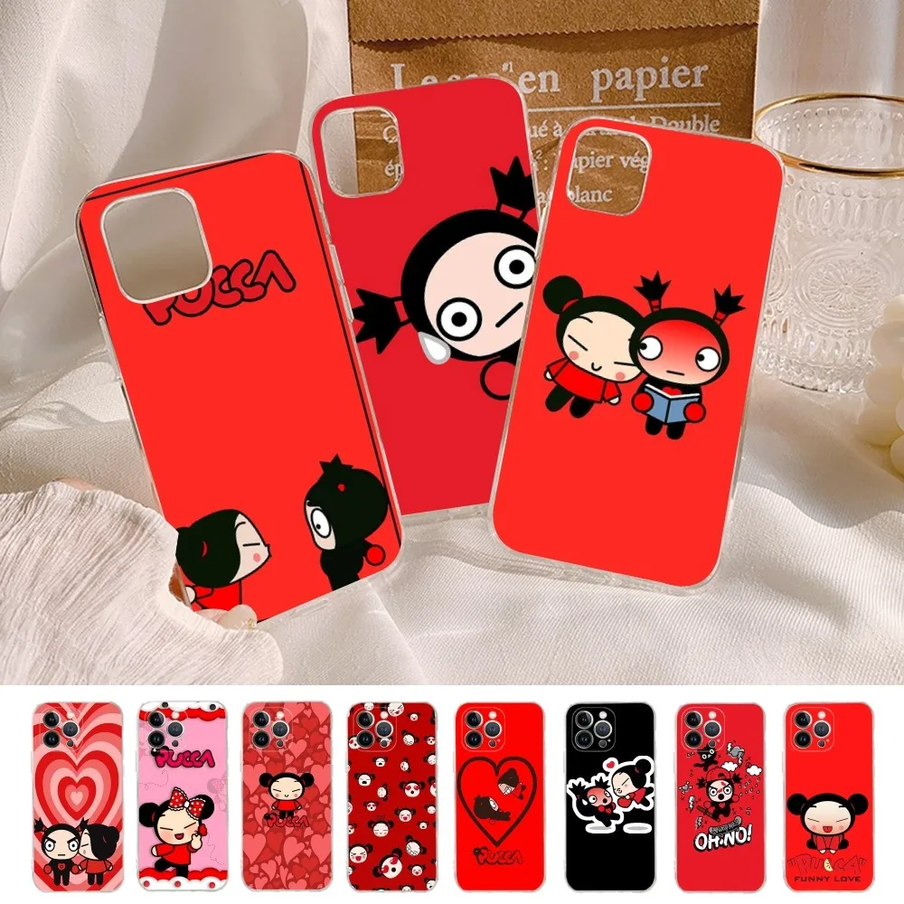 Cartoon P-Pucca G-Garu Phone Case For IPhone 16 15 8 7 6 6S Plus X SE XR XS 14 11 12 13 Mini Pro Max Mobile Case