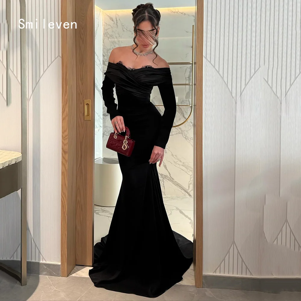 

Smileven Elegant Mermaid Prom Dress Full Sleeve Party Gowns Appliques Formal Off The Shoulder Occassion Dress Customized 2026