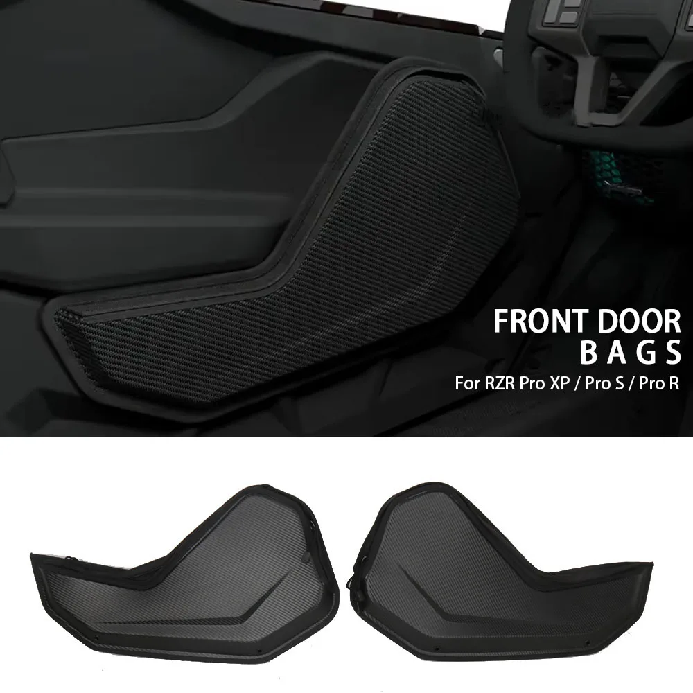 

For Polaris RZR XP 4 Pro S PRO R 4 2025 UTV Accessories Passenger Driver Front Door Storage Bags Black Carbon fiber