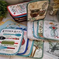 1Pc Rectangle 17x22cm Pot Holder Colorful Printed Cotton Heat Resistant Potholder Pad Table Placemat