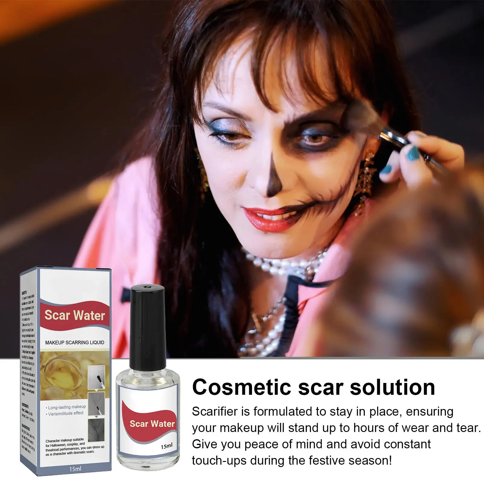 Liquid Collodion Fake Scar Liquid Makeup Scarring Liquid für Halloween 15 ml Realistische Narbenflüssigkeit mit Pinsel für Halloween