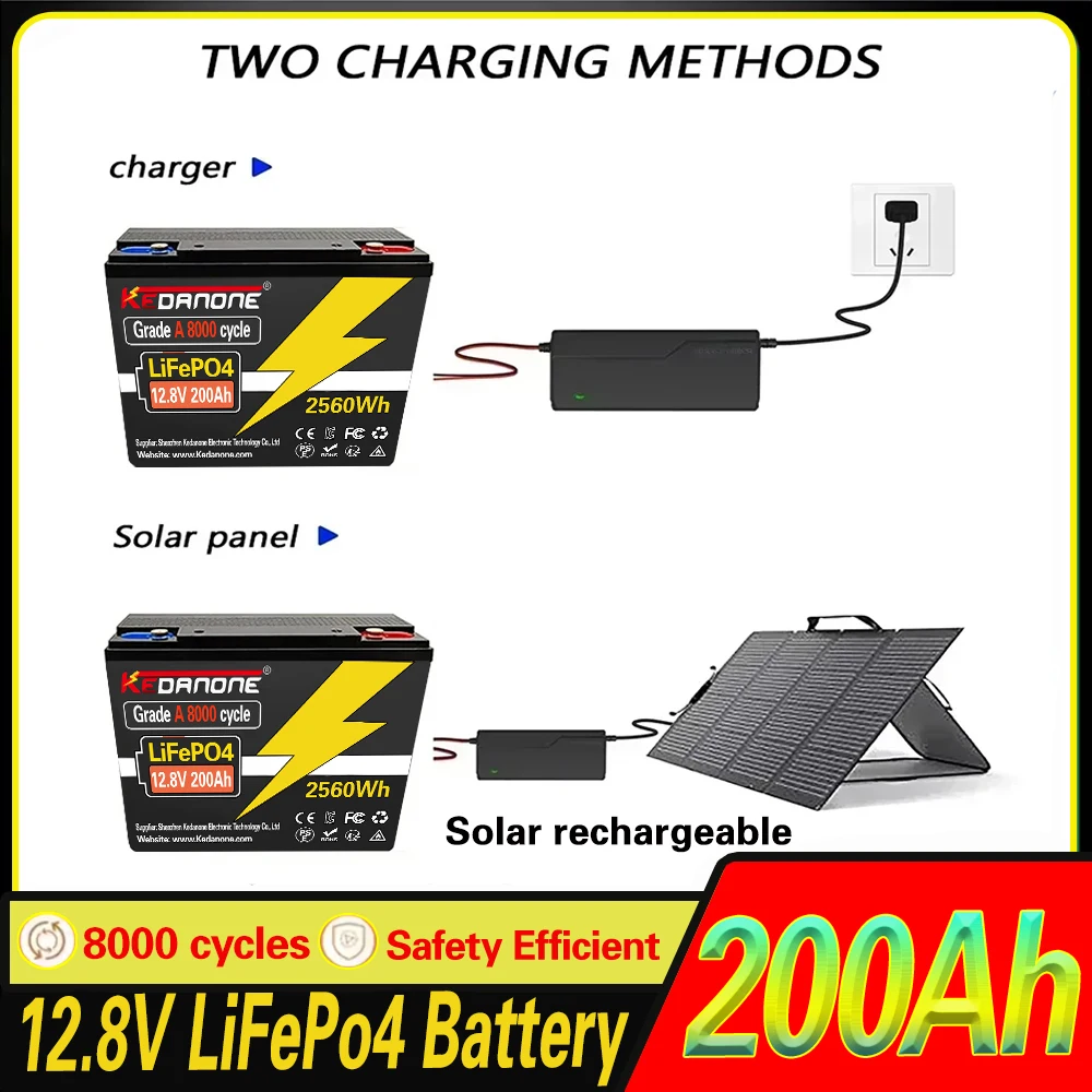 

12V 220Ah LiFePO4 Lithium Battery Built-in 120A BMS - Solar Off-Grid Marine RV Power Rechargeable Iron Phosphate Deep Cycle