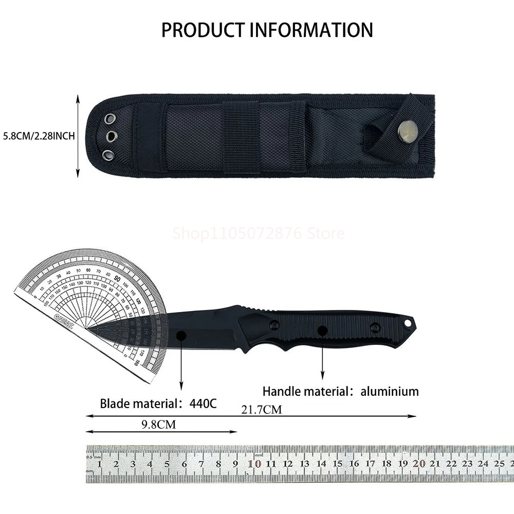 140BK Outdoor Serrated/ Full Blade Straight Knife Camping Hiking Fishing Portable Fixed Knife Jungle Adventure Climbing Tools