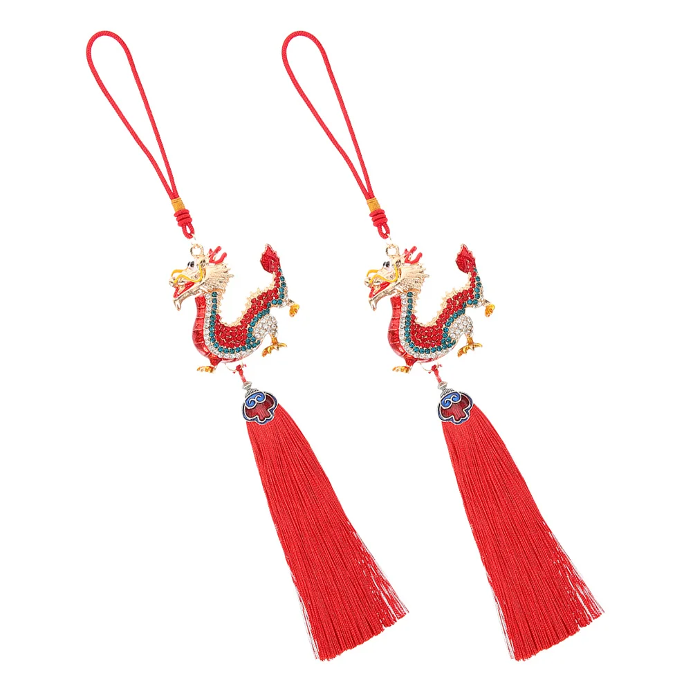 

Alipis 2pcs Dragon Pendant Car Hanging Charm Rear View Mirror Ornament for Prosperity Elegant Auto Decor Gift