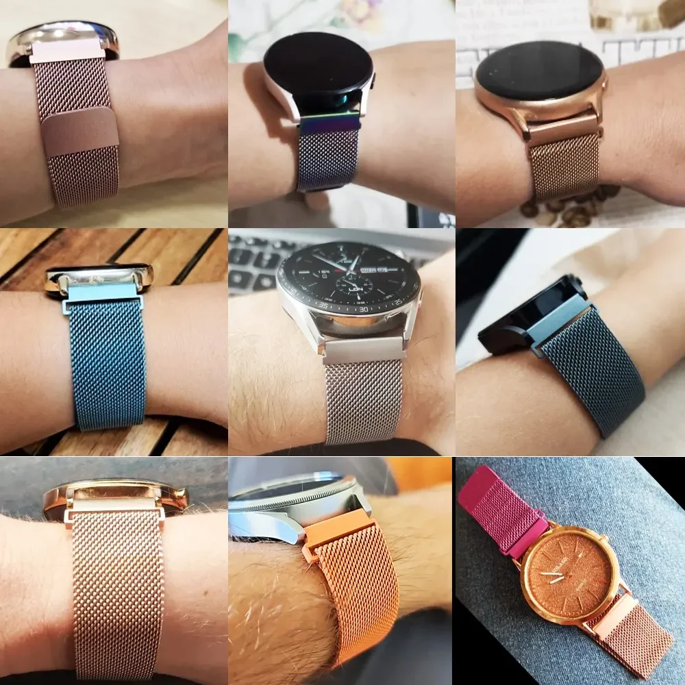 22mm 20mm Milanese loop band for Samsung Galaxy Watch 7-FE-5-pro-6-4-Classic Metal magnetic bracelet Huawei GT 5-4-3-2-2e strap