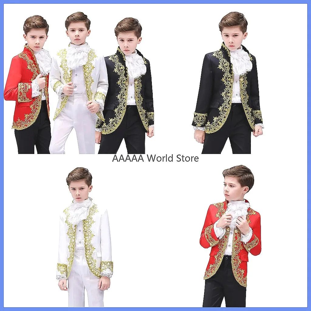 

Victorian Prince Costume for Boys, Medieval Noble Blazer Suit Halloween Formal Dress Stage Performance