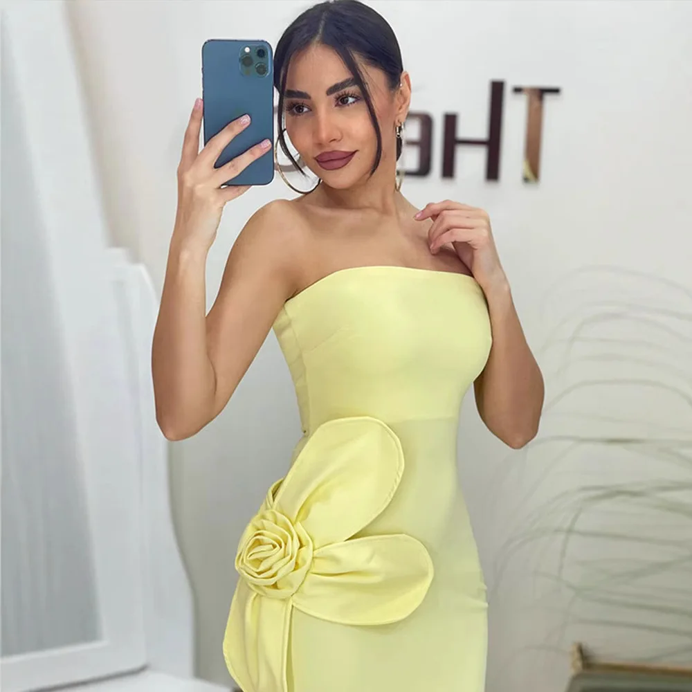 Woman Dress High-end With Chest Pads Green Dress Waist Three-dimensional Flower Design Beach Dress Elegant Evening Dress