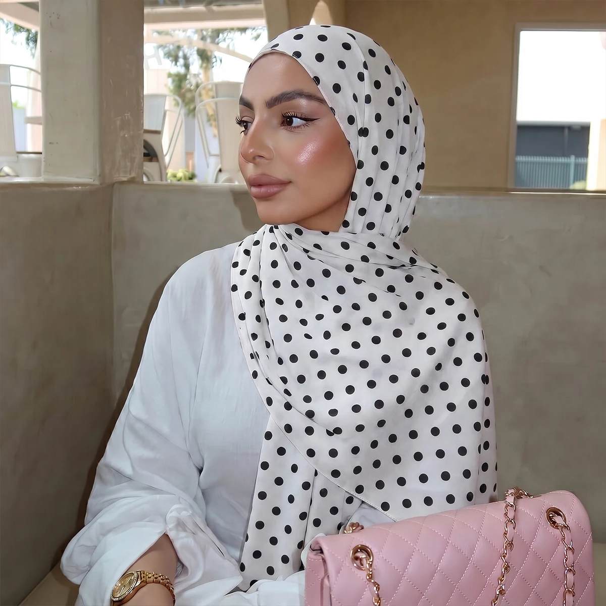 Neuer Damen-Hijab-Schal mit Aquarellmuster, Vintage-Luxus-Strandtuch, 180 cm langes Kopftuch, Bohemien-Muslim-Accessoires – Detail 6