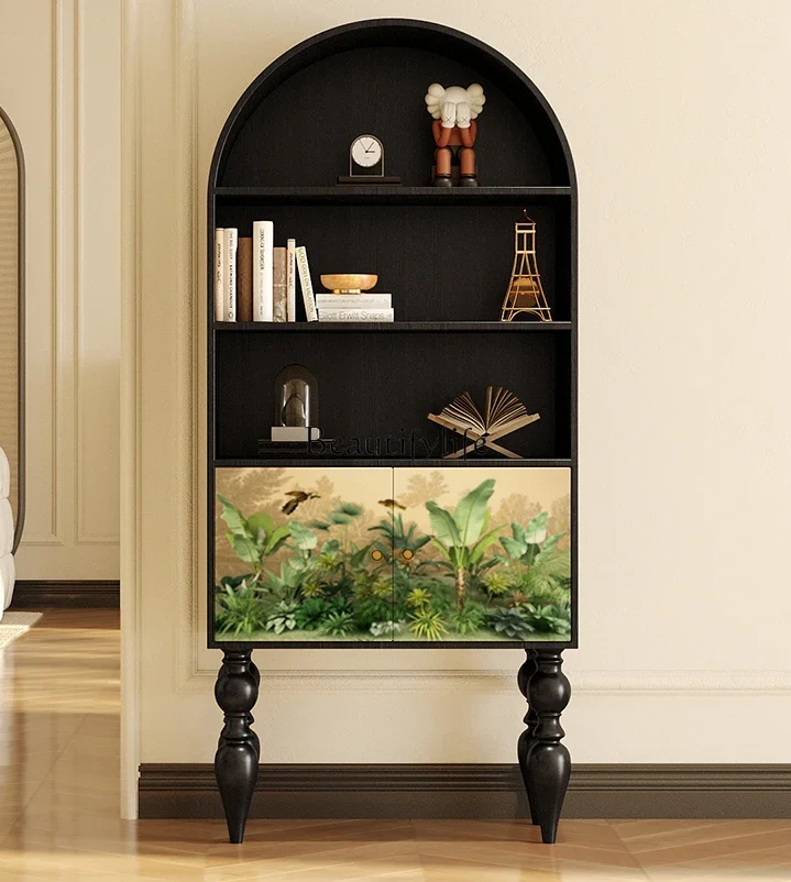 

Nordic tropical rainforest living room against the wall solid wood storage bookcase entrance entrance locker