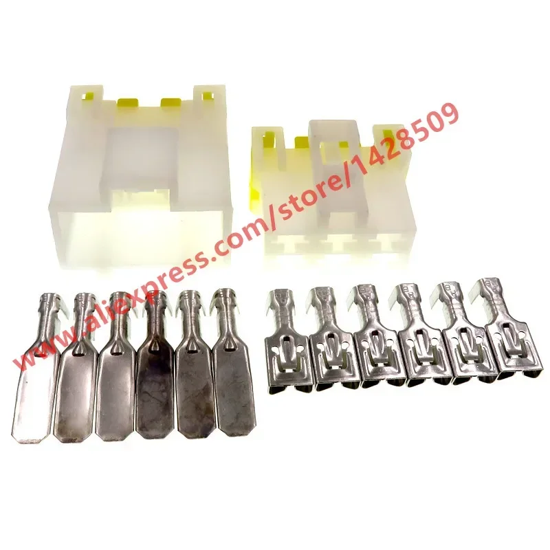 1 Set 6 Pin Female Male 6.3mm Auto Socket Electrical Wiring Cable Connector 7122-6060 7123-6060