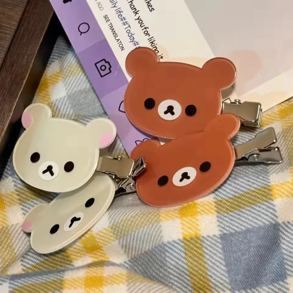 Fashion Rilakkuma Korilakkuma Hair Clips Anime Bear Head Cute Hair