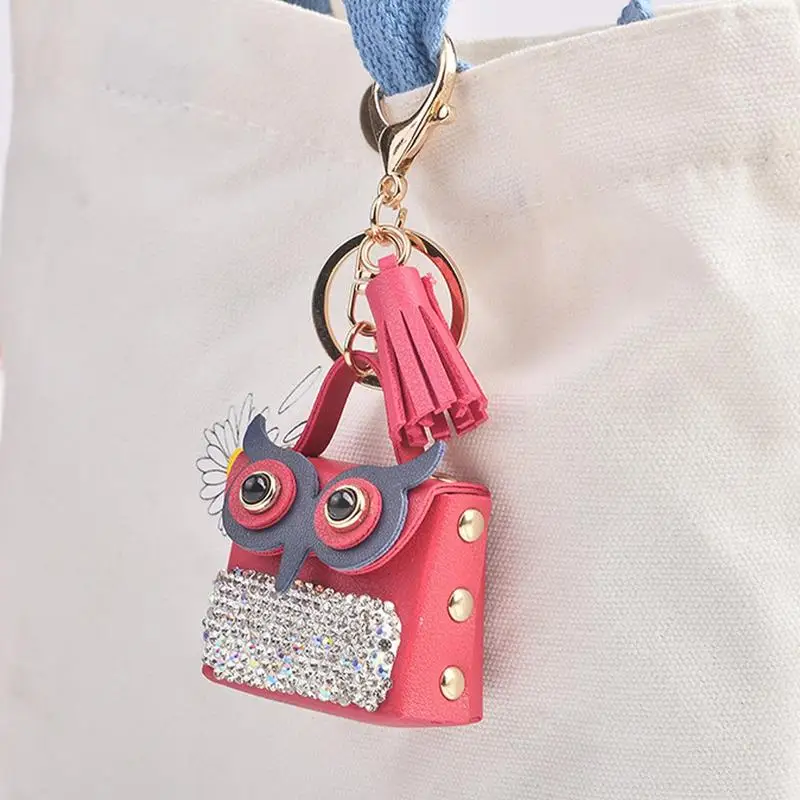 Cute Bag Keychain Coin Purse Key Chain Keyring Cute Key Ring Pendant Cartoon Owl Design Leather Owl Tassel Coin Purse Keychain