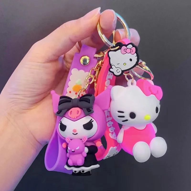 

Hello Kitty Sanrio Kuromi Пингвин лягушка собака женская с пушистым кроличьим мехом женская сумка подвеска брелок подарки