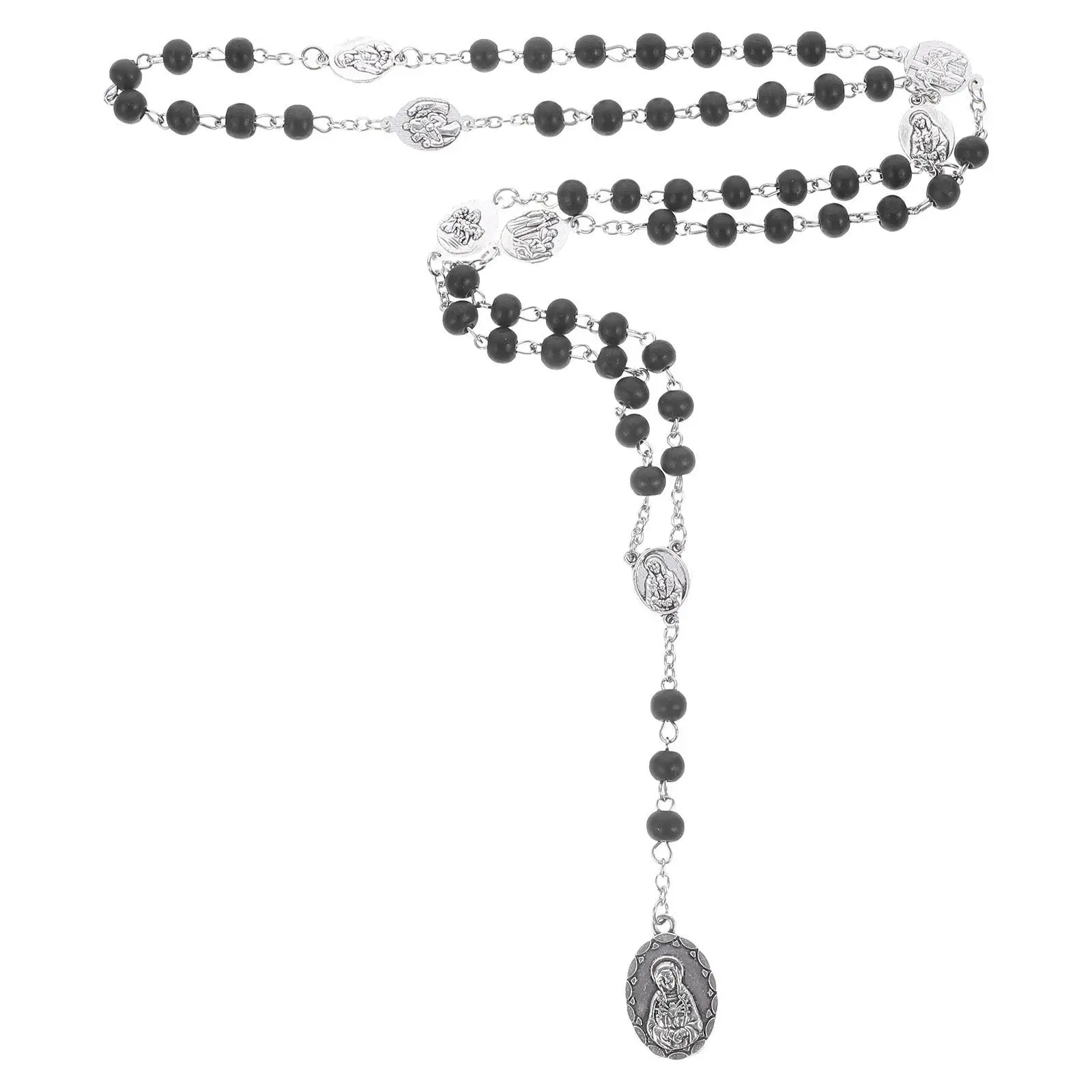 Religious Beaded Necklace Catholic Rosary Prayer Chain for Women Fashion Jewelry Gift Wedding Baptism Communion Celebration