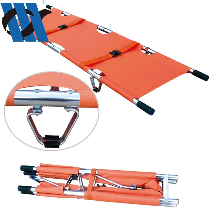 BDST109A Aluminium Alloy Ambulance Canvas Two Parts Folding Portable Stretchers