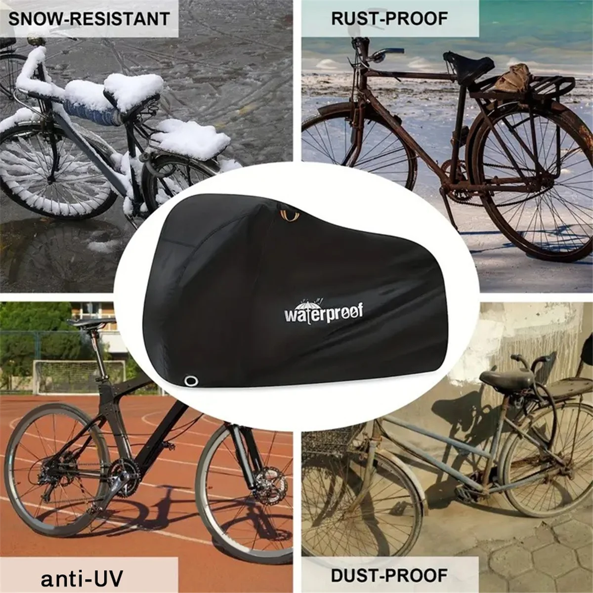 Bike Cover for 1 to 2 Bikes, Waterproof Outdoor Bicycle Storage Protector Rain Sun UV Dust Wind Proof Bicycle Cover