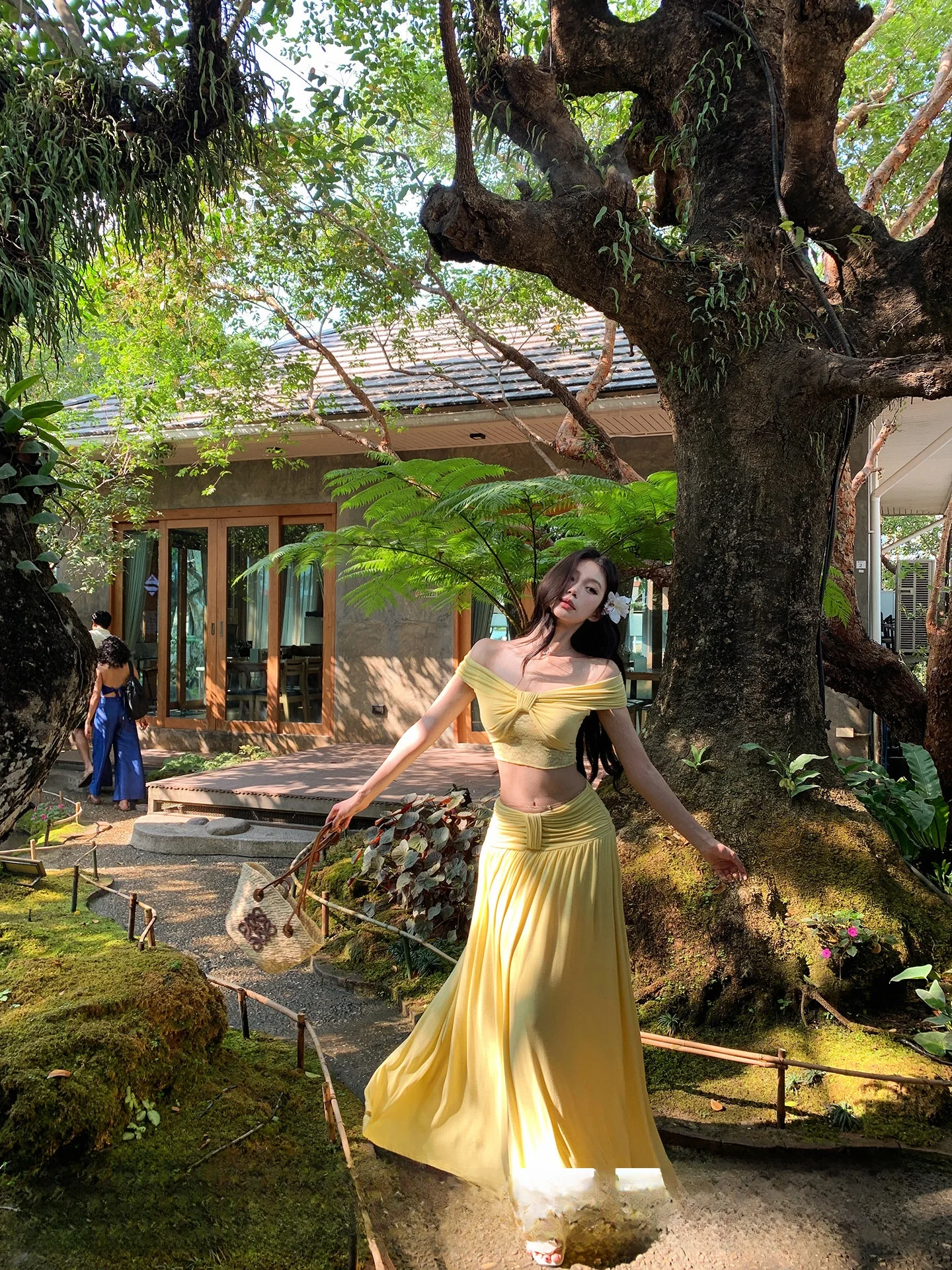 

Комплект Pinksoya: Сексуальный топ на одно плечо с узлом и юбка с завышенной талией, утягивающий талию, вечерний наряд средней длины