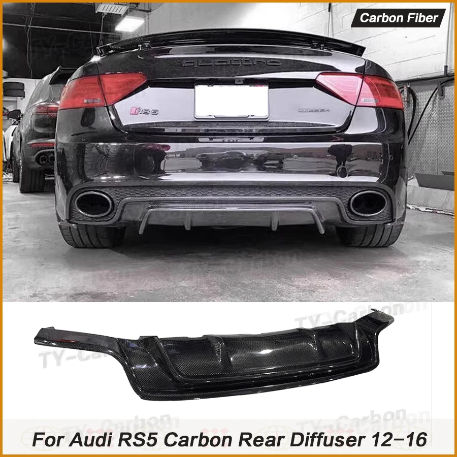 

Real Carbon Fiber Rear Lip Diffuser Spoiler For Audi RS5 Back Bumper Trim Cover Guard Car Styling 2012-2016