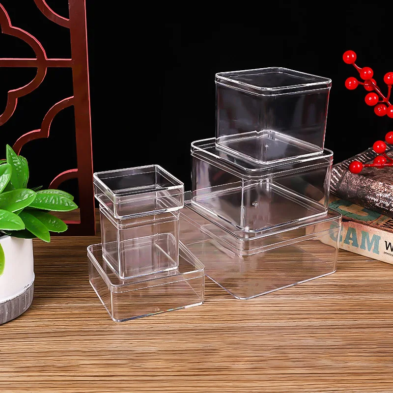 Multiple Sizes Plastic Acrylic Jewelry Storage Box With Lid Clear Organizer Container for Ring Necklace Earring Stamps Coin Case