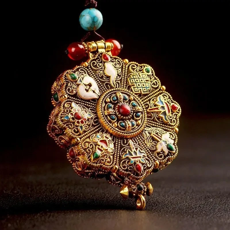 Lucky Lotus Box Can Open Pendant Chinese Alloy Ornament Carry with You Can Store Items Alloy Handicrafts Clothing Accessories