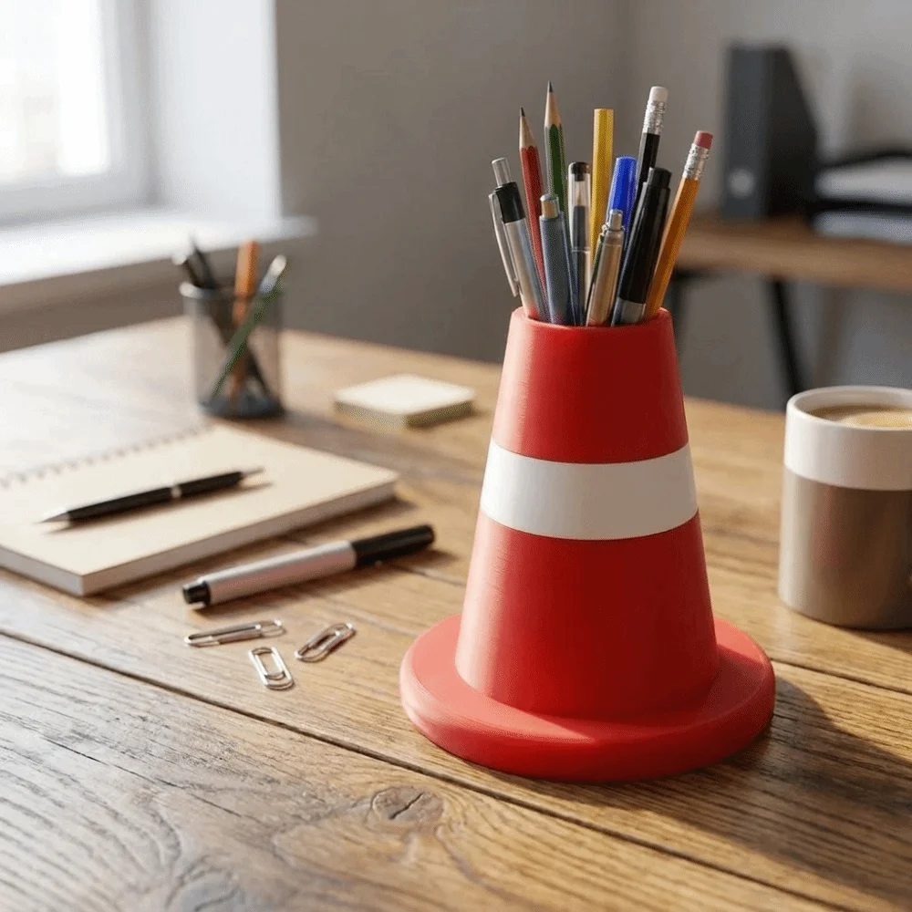 3D Printed Traffic Barrier Pen Holder Decorative Colorful Makeup Brush Storage Box Plastic Stationery Storage Box Home