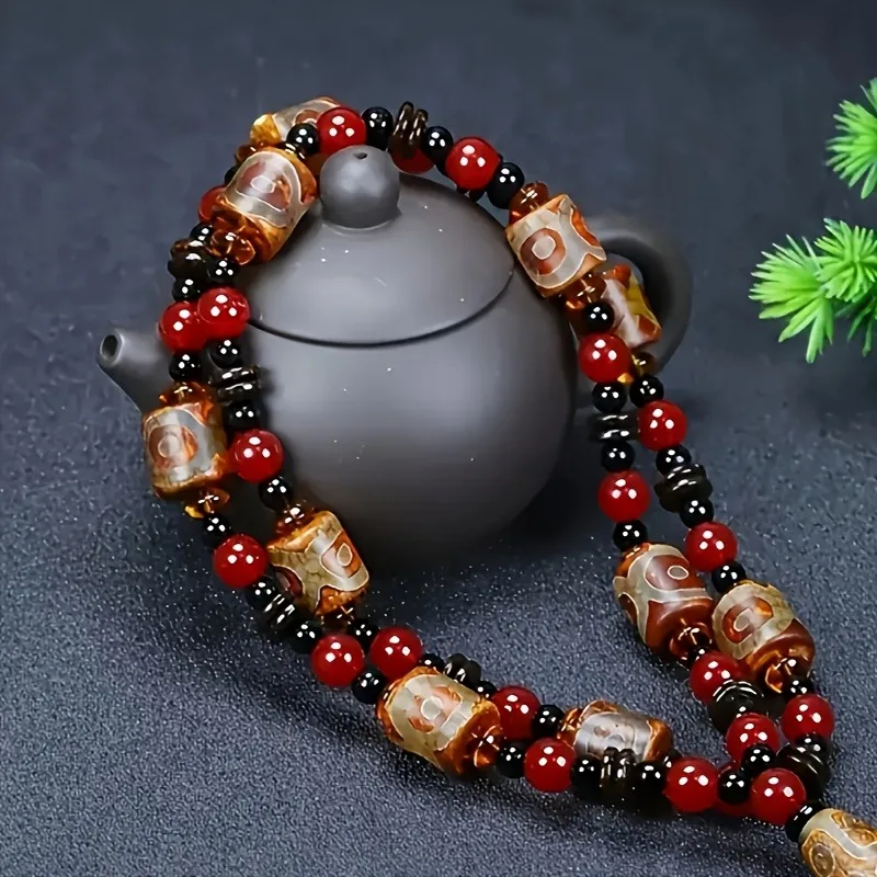 

Dzi Bead Agate Necklace, Suitable for Daily Wear By Men and Women