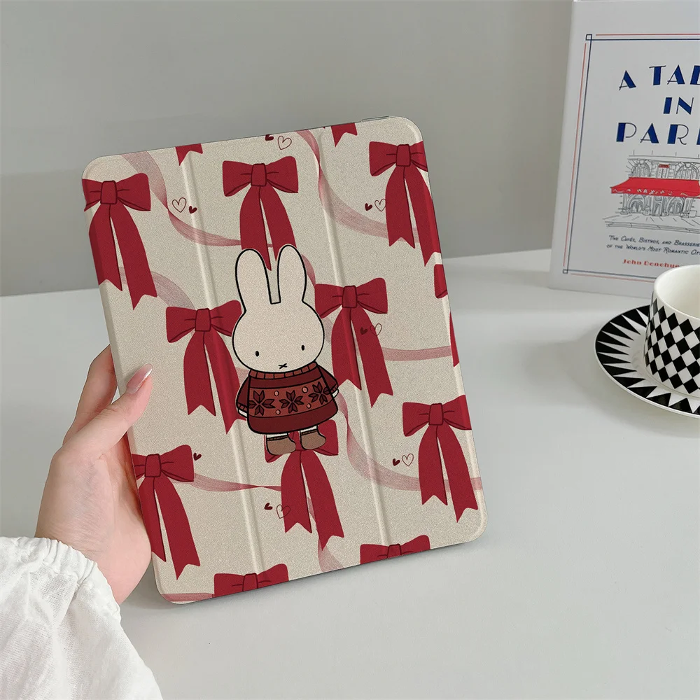 Tablet Case for iPad Pro 2025 Air 11 2024 iPad 10th Air 5 4 10.9 Ipad 7 8 9 10.2 5 6 9.7 in Air3 10.5 mini Cute Bow Line Rabbit
