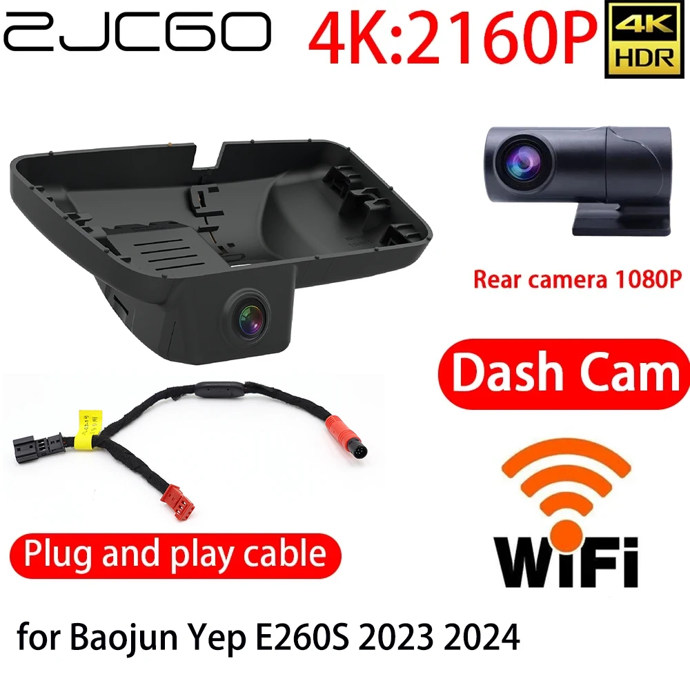 ZJCGO 4K DVR Dash Cam Wifi Front Rear Camera 24h Monitor for Baojun Yep E260S 2023 2024