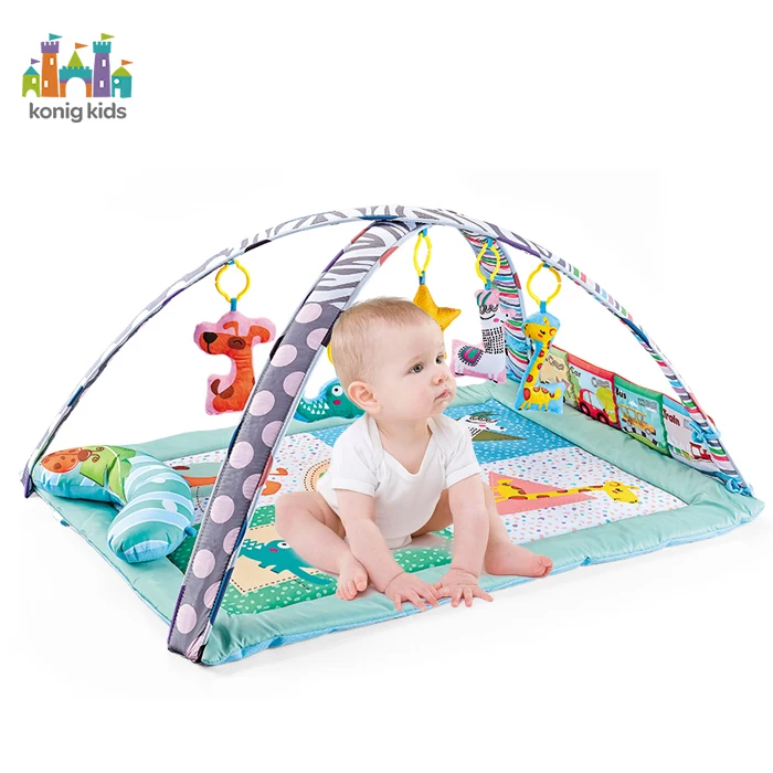 Konig-colchoneta de juego Rectangular para niños pequeños, tapete de gimnasio suave con barra y almohada, almohadilla para bebé