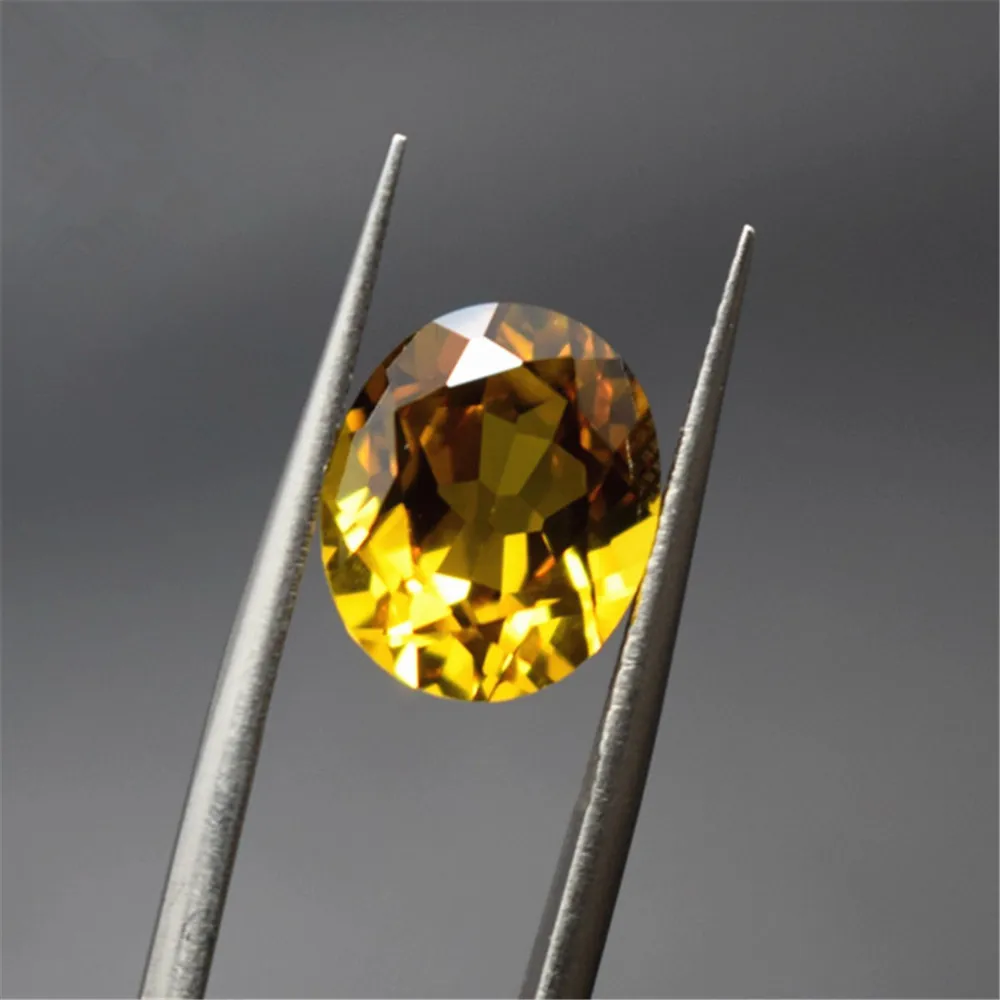 Grade AAA Cutting Cultured Yellow Sapphire Oval Faceted Gemstone Egg Shape Yellow Sapphire Gem Multiple Sizes to Choose C95S