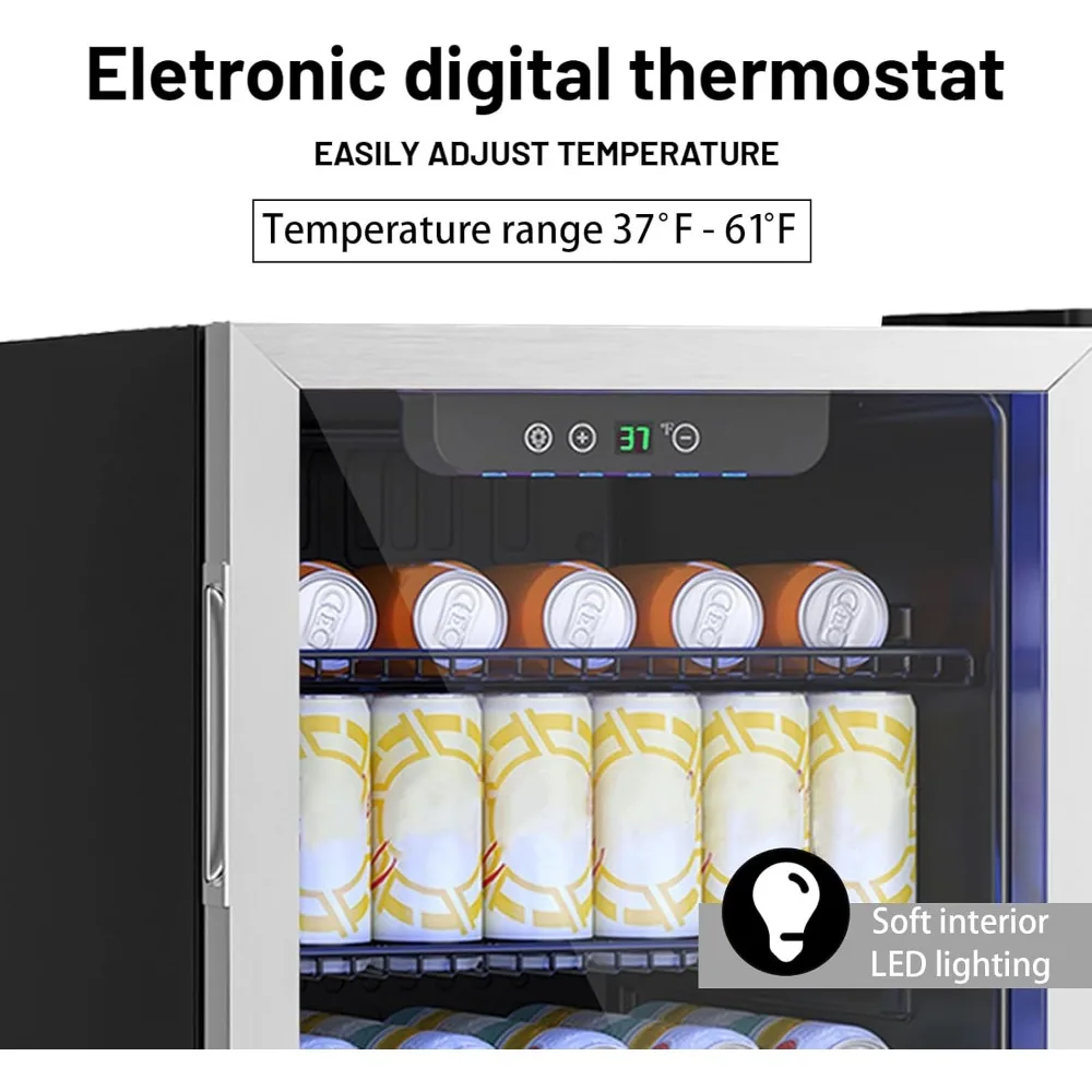 3,2 Cu. Mini lodówka Ft ze szklanymi drzwiami wejściowymi do dystrybutora sody, piwa lub wina, napojów z regulowaną półką i cyfrowym wyświetlaczem