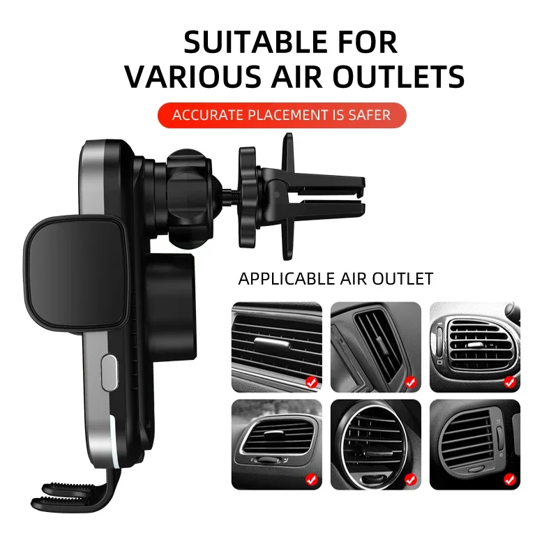 VIKEFON Car Wireless Charger Automatic Car Mount Phone Holder Stand 15W Fast Charging Station for iPhone 15 14 13 Samsung Xiaomi