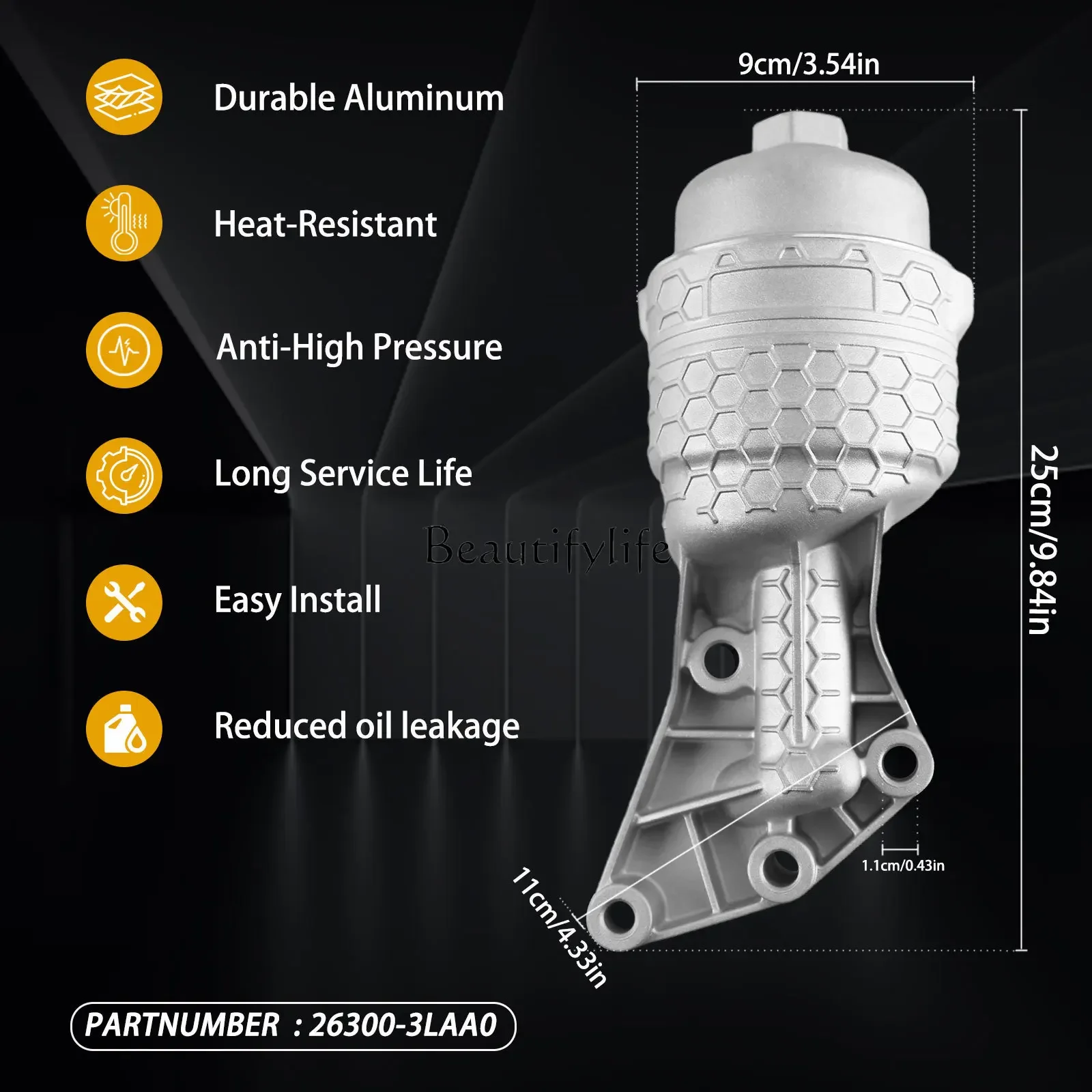 

jj4 Cross-border hot-selling direct supply 26300-3LAA0 263003LAA0 upgrade aluminum oil filter assembly