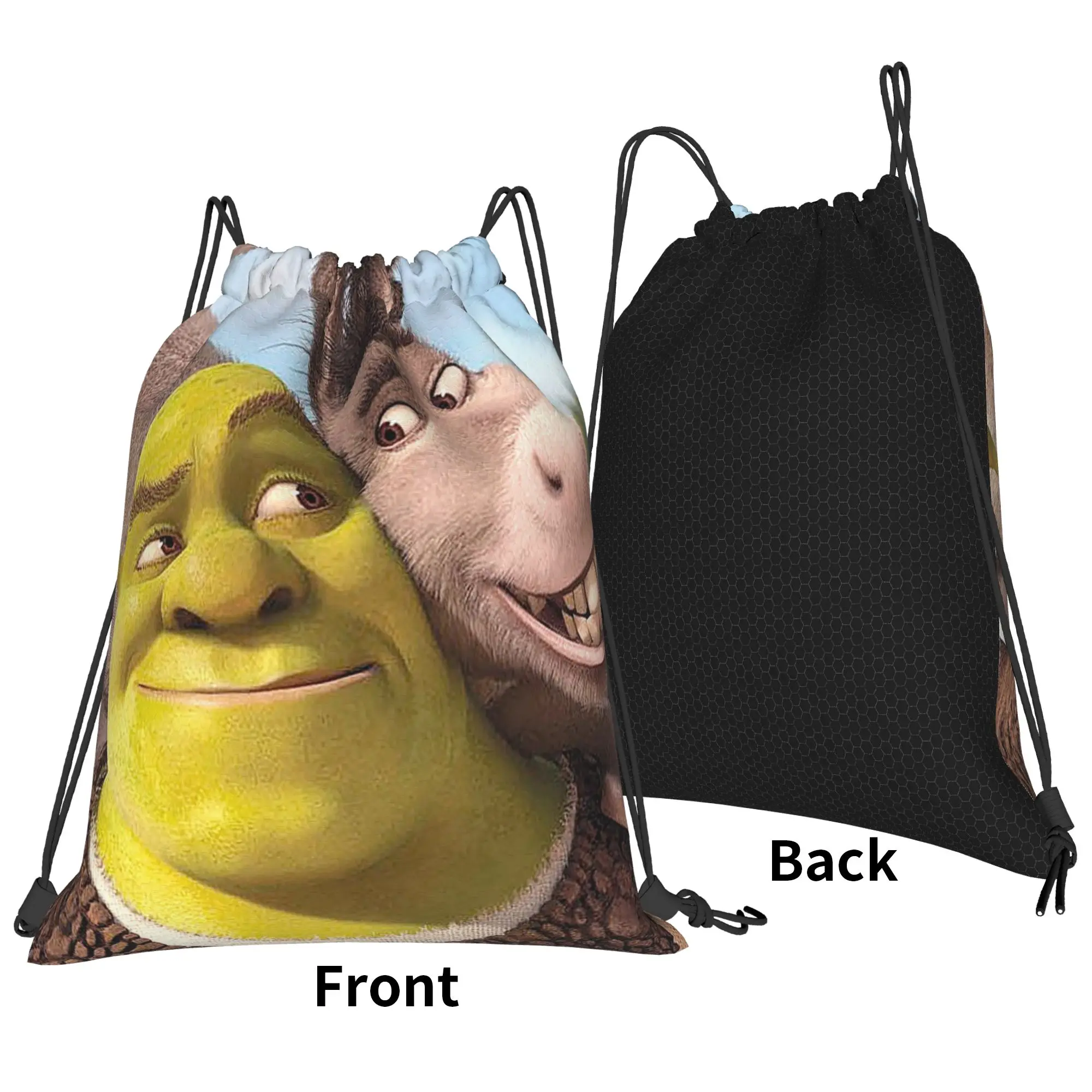 Cartoon Anime Drawstring Backpack Gym Sports Sackpack Water Resistant Shreks Meme Donkey String Bag Travel 36cm (W) x 43cm (H)