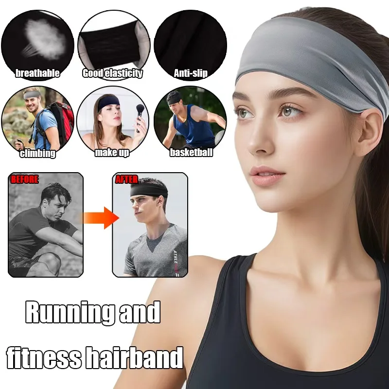 1pc esportes bandana absorvente de suor e anti suor banda correndo fitness bandana aro yoga