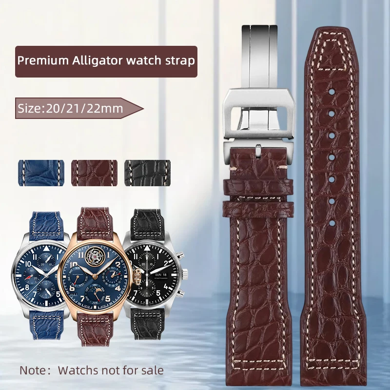 ل IWC جلد التمساح حزام (استيك) ساعة مارك 18 17 20 Portugeser/كرونوغراف IW371446 بورتوفينو الطيار إبرة مشبك/فراشة المشبك